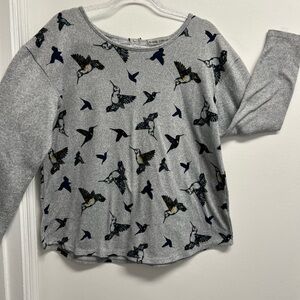 Absolutely Famous Gray Hummingbird Print Sweater